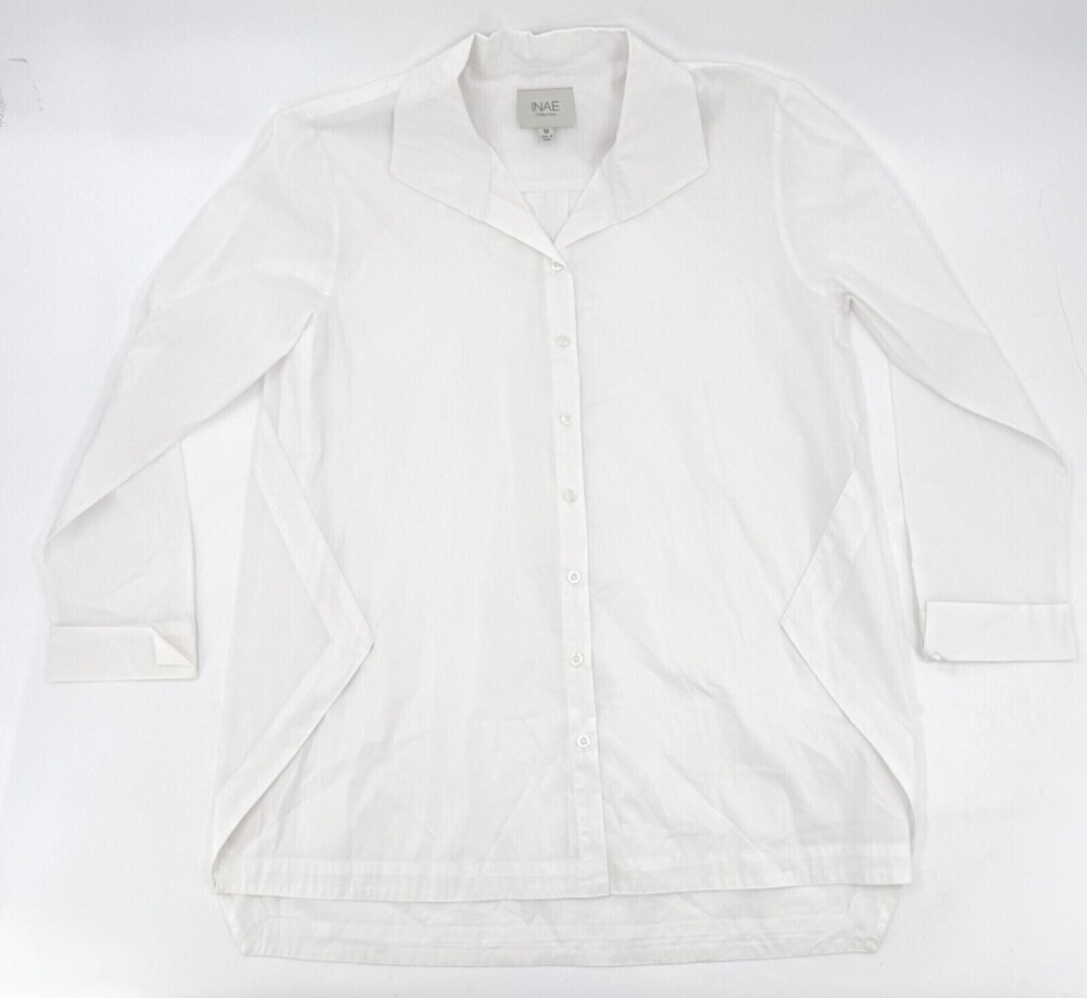 Inae Collection Shirt Womens White Medium Long Sleeve Oversized